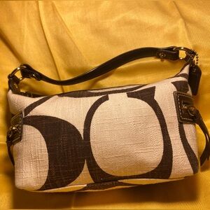 Small Vintage Coach Beige/Brown Canvas tote